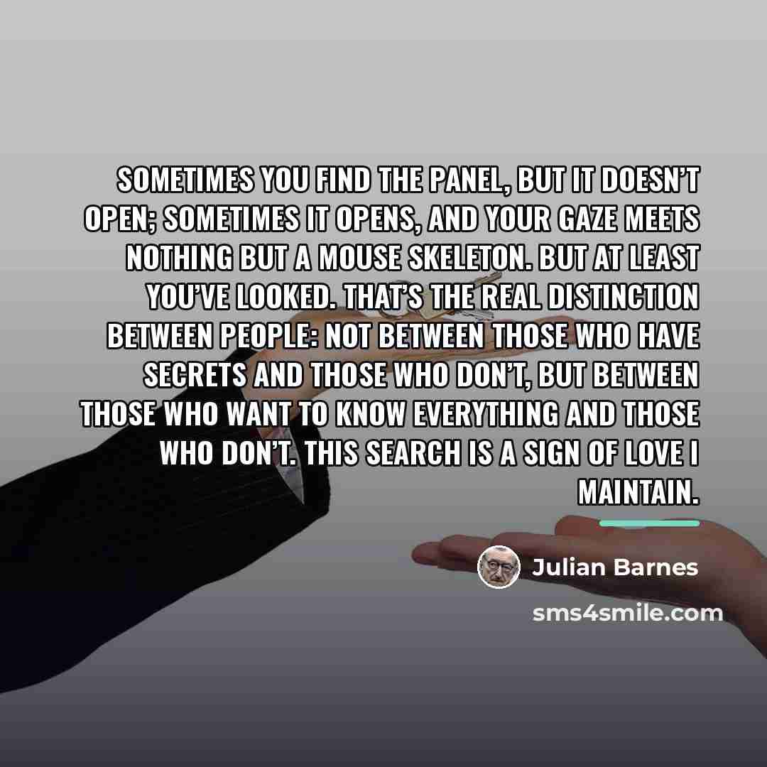 “Sometimes you find the panel, but it doesn’t open; sometimes…” quote by Julian Barnes