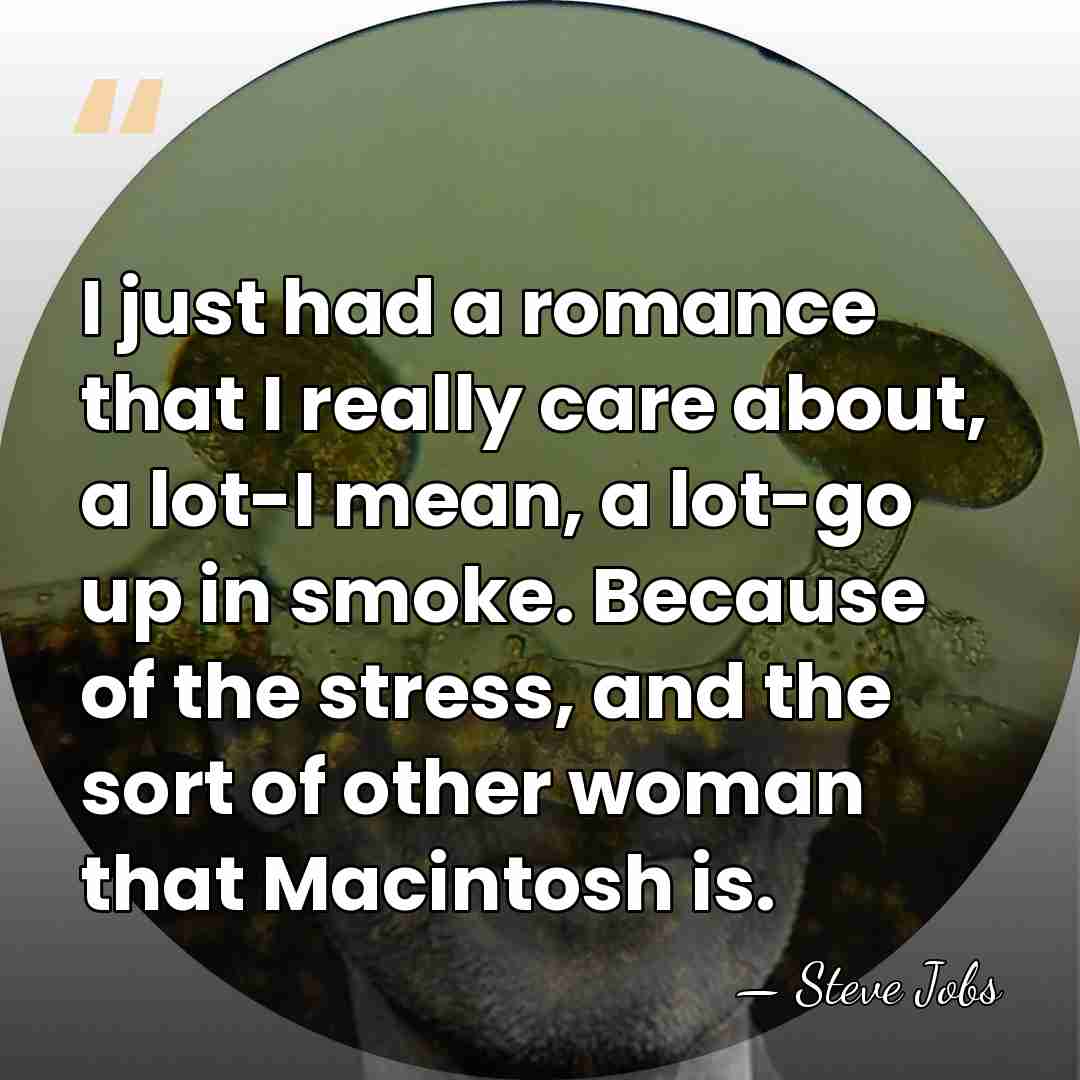 I just had a romance that I really care about, a lot-I&hellip; - Steve Jobs