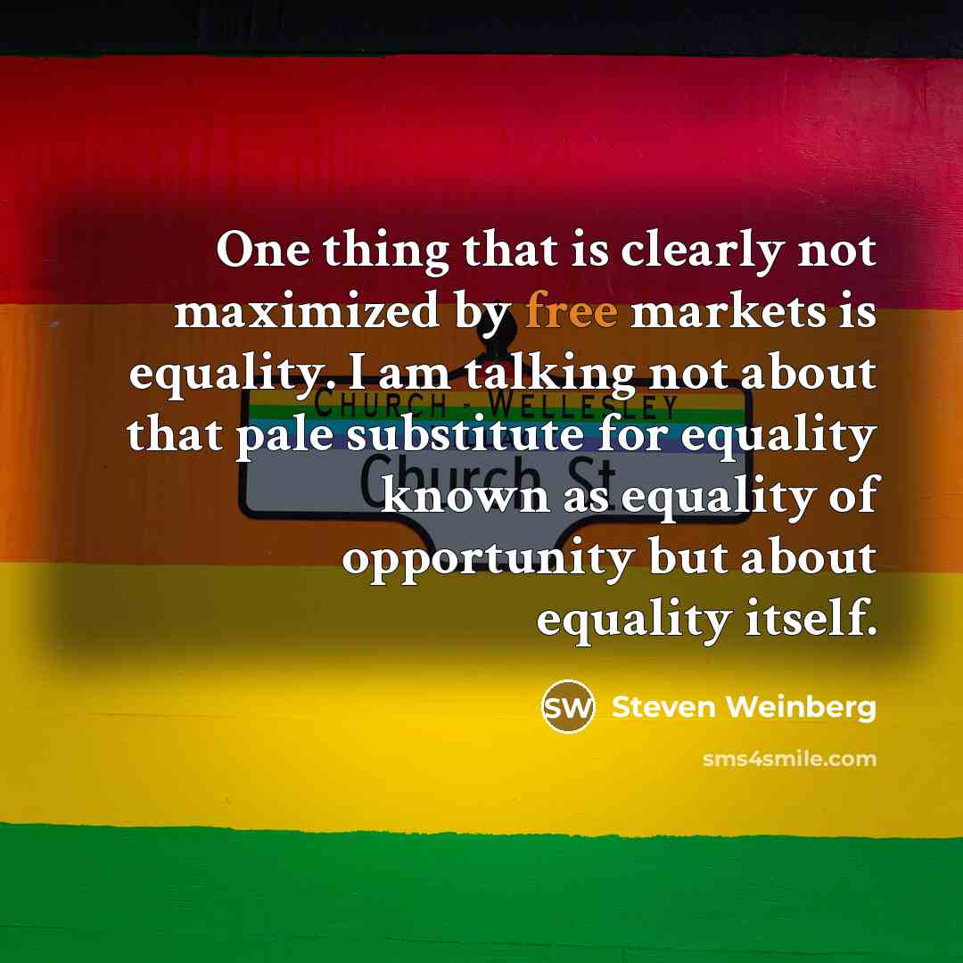 “One thing that is clearly not maximized by free markets…” quote by Steven Weinberg