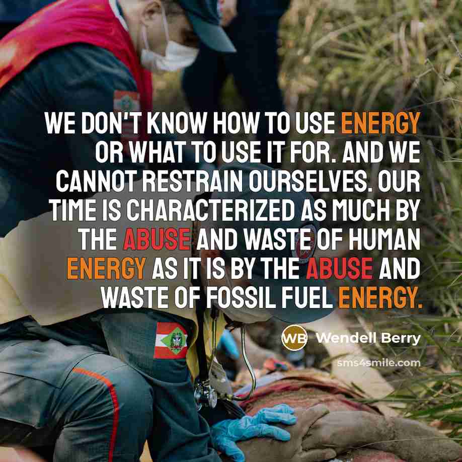 “We don't know how to use energy or what to…” quote by Wendell Berry