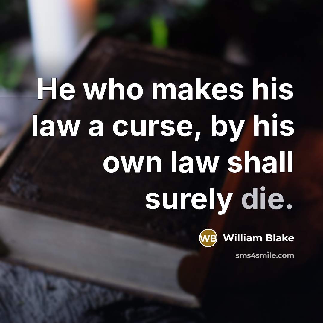 “He who makes his law a curse, by his own…” quote by William Blake
