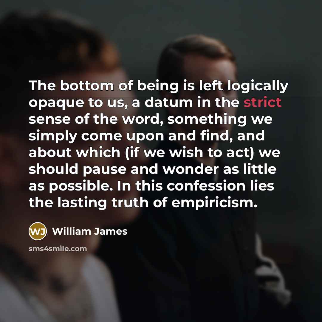 “The bottom of being is left logically opaque to us,…” quote by William James