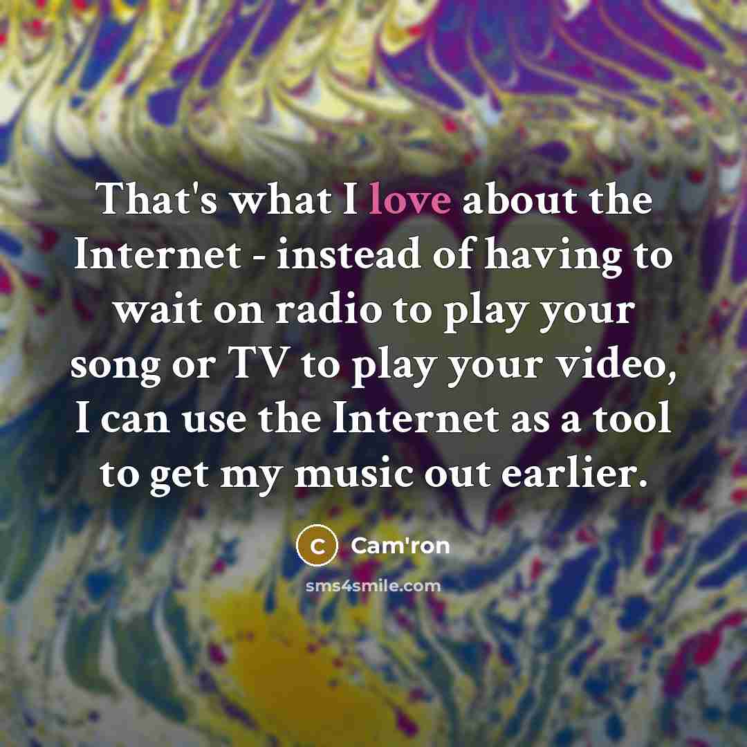 “That's what I love about the Internet - instead of…” quote by Cam'ron