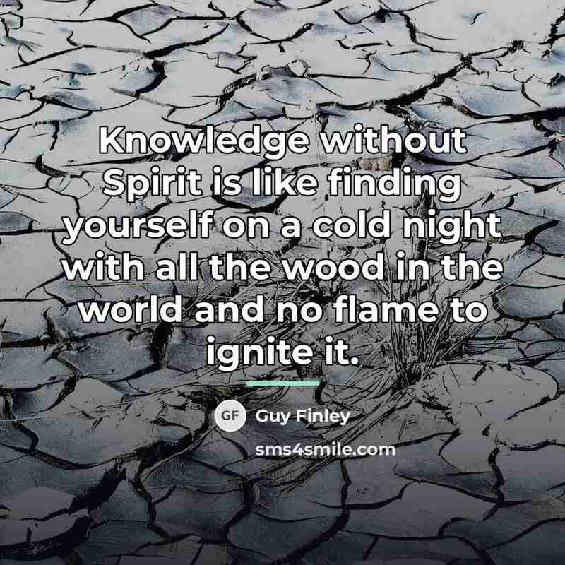 “Knowledge without Spirit is like finding yourself on a cold…” quote by Guy Finley