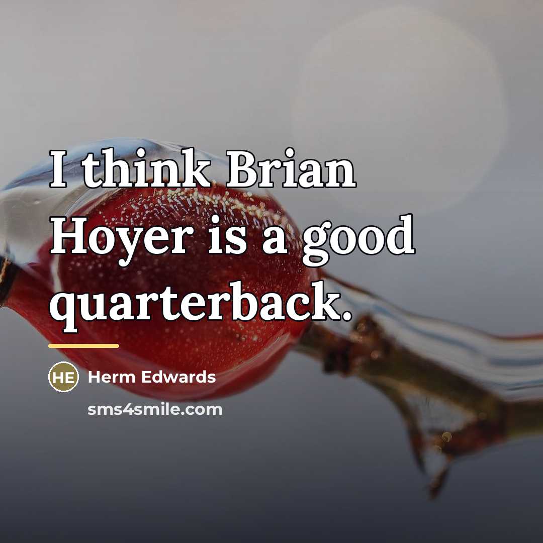 “I think Brian Hoyer is a good quarterback.…” quote by Herm Edwards