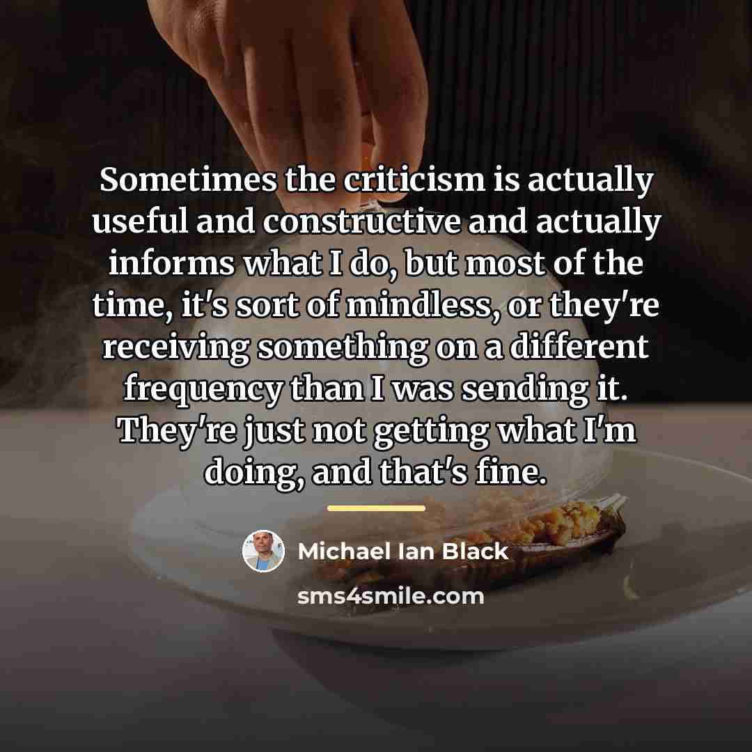 “Sometimes the criticism is actually useful and constructive and actually…” quote by Michael Ian Black