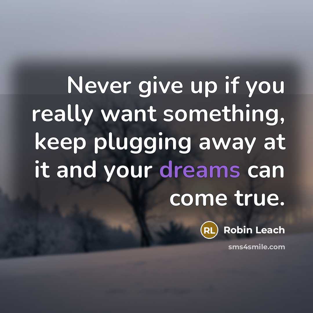 “Never give up if you really want something, keep plugging…” quote by Robin Leach