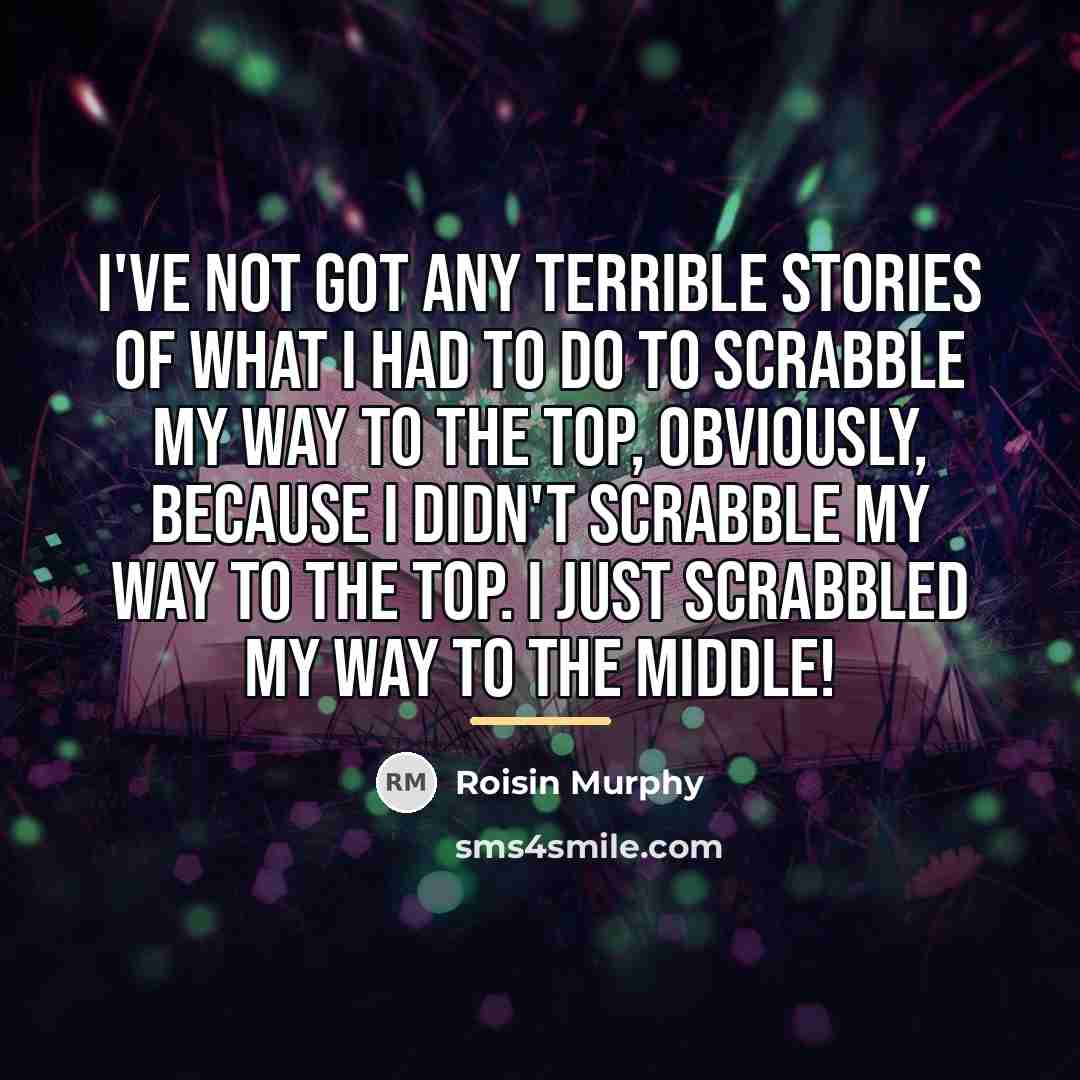 “I've not got any terrible stories of what I had…” quote by Roisin Murphy