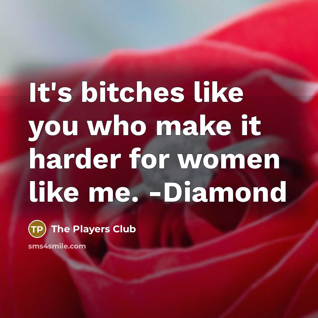 “It's bitches like you who make it harder for women like me. -Diamond” quote by The Players Club