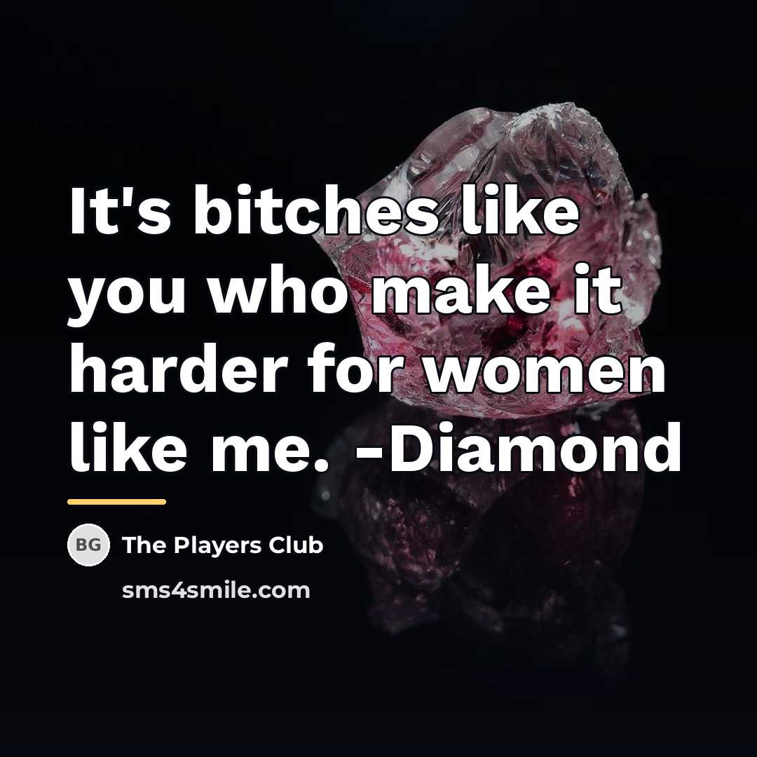 “It's bitches like you who make it harder for women…” quote by The Players Club
