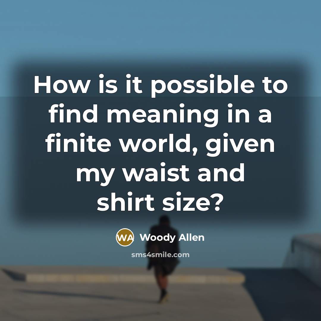 “How is it possible to find meaning in a finite…” quote by Woody Allen