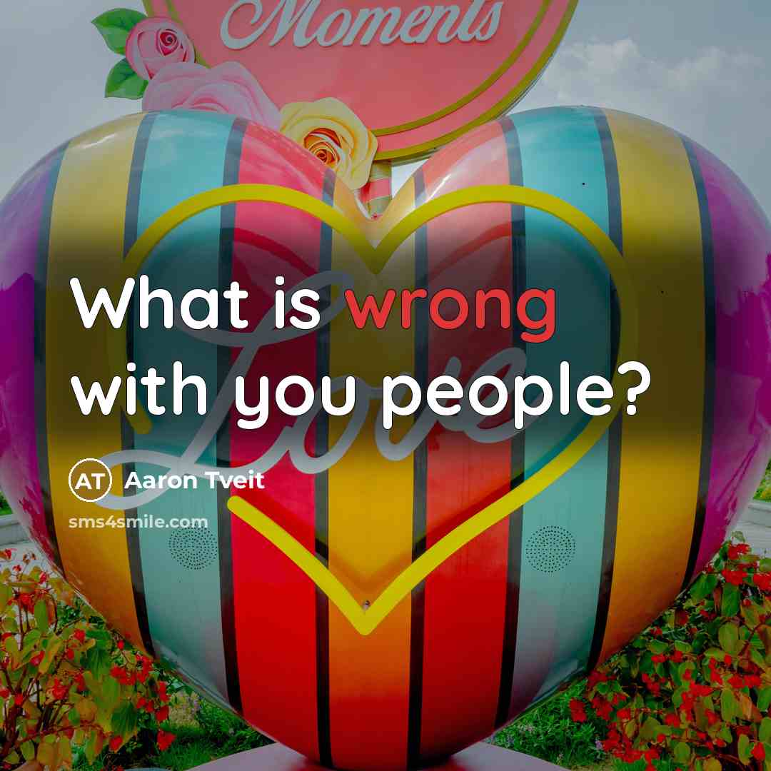 “What is wrong with you people?…” quote by Aaron Tveit