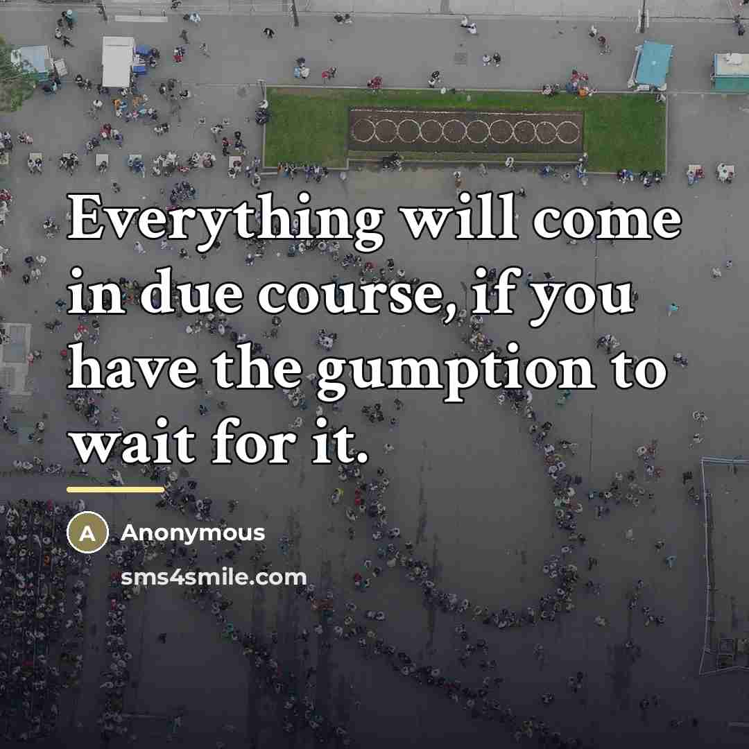 “Everything will come in due course, if you have the…” quote by Anonymous