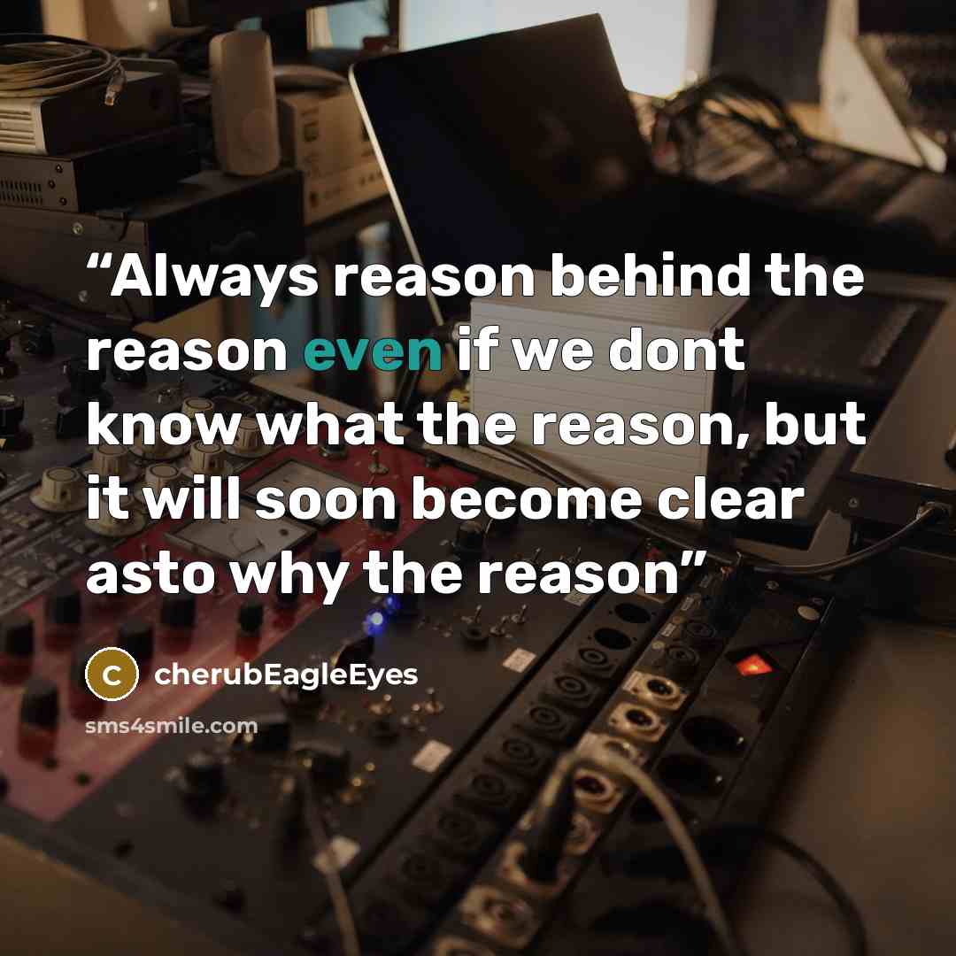 “Always reason behind the reason even if we dont know what the reason, but it will soon become clear asto why the reason” quote by cherubEagleEyes