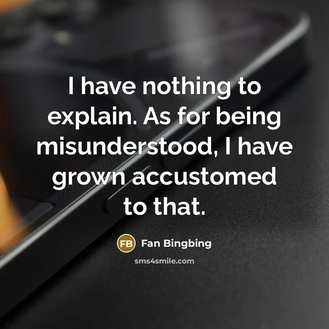 “I have nothing to explain. As for being misunderstood, I…” quote by Fan Bingbing