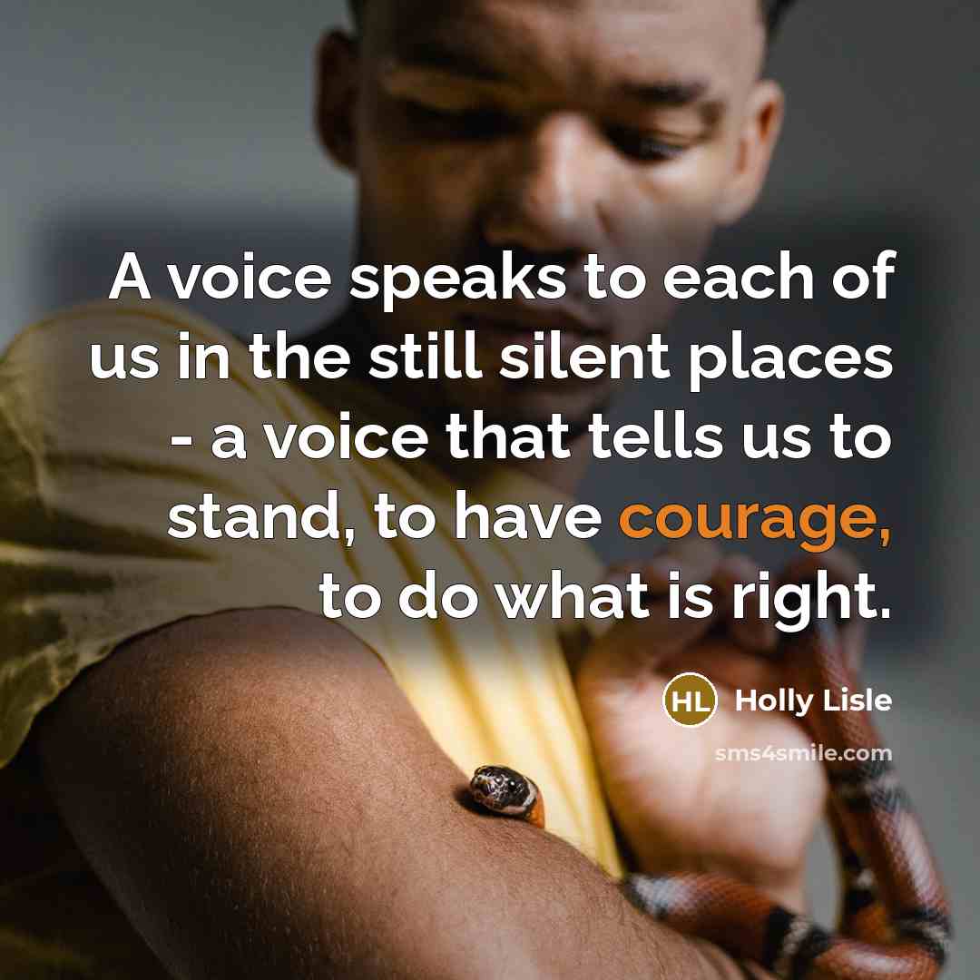 “A voice speaks to each of us in the still…” quote by Holly Lisle