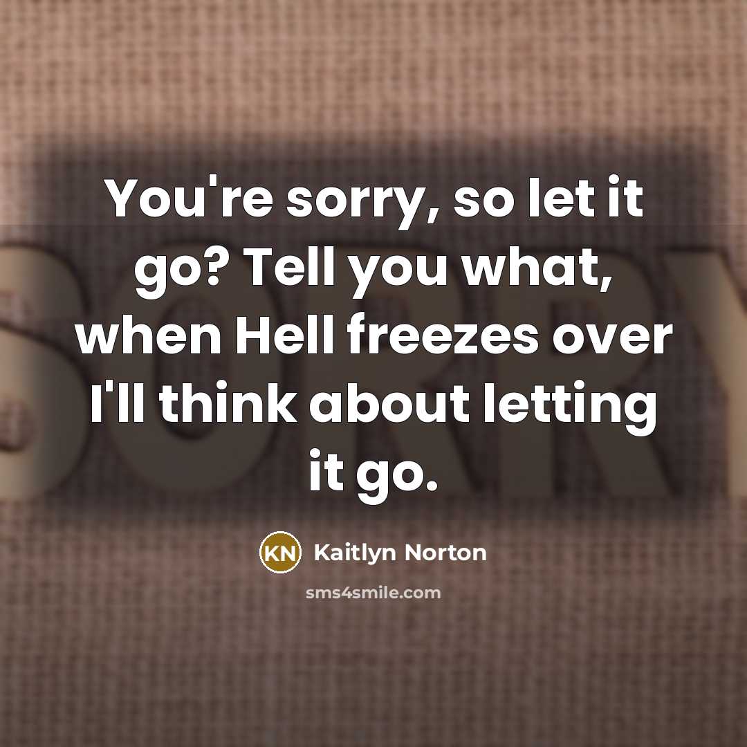 “You're sorry, so let it go? Tell you what, when…” quote by Kaitlyn Norton