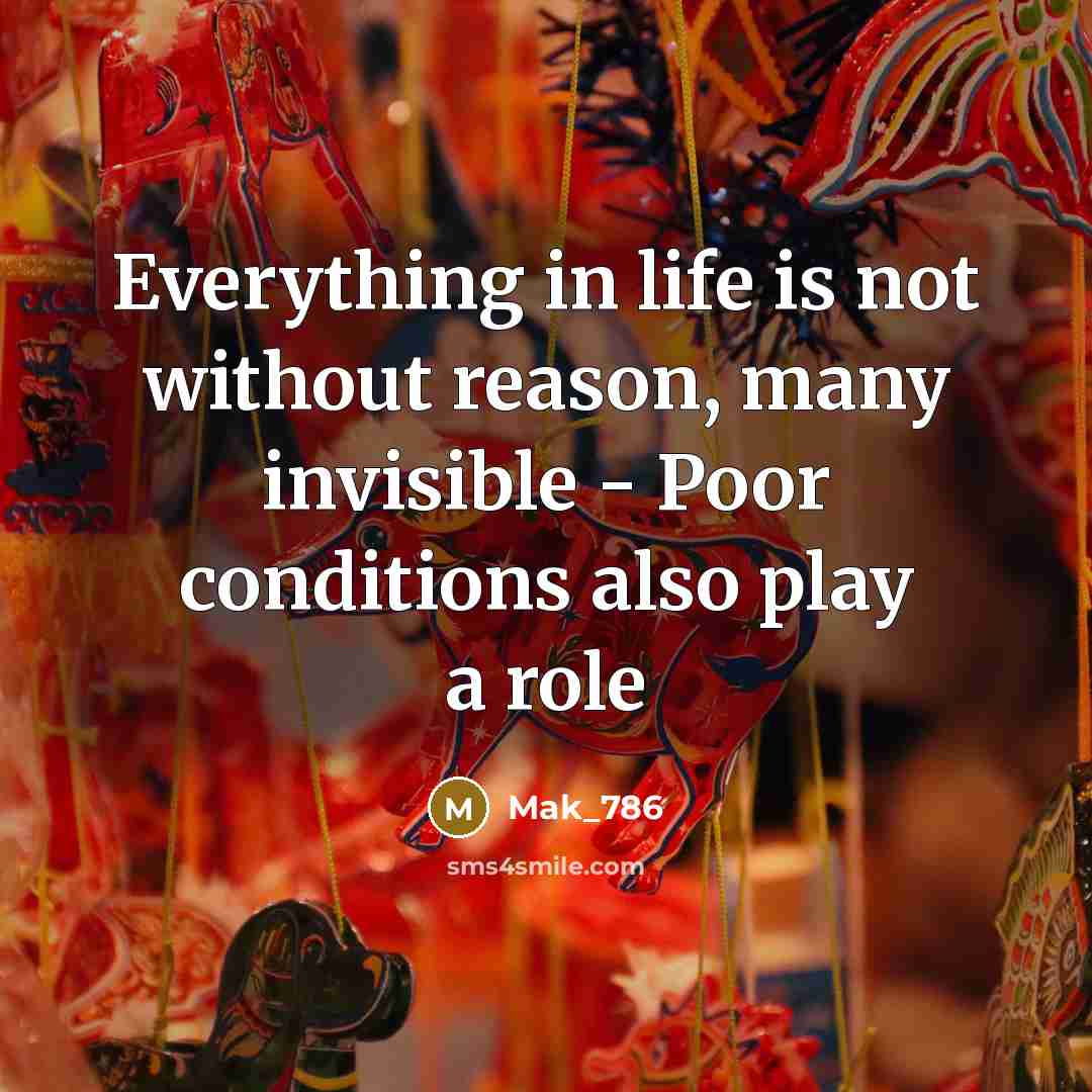 “Everything in life is not without reason, many invisible - Poor conditions also play a role” quote by Mak_786