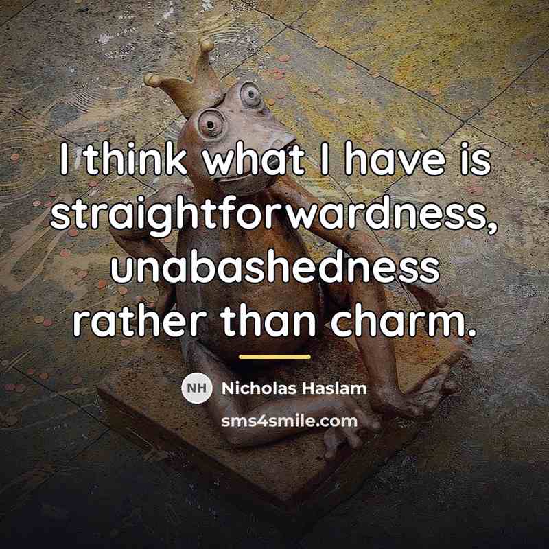“I think what I have is straightforwardness, unabashedness rather than…” quote by Nicholas Haslam