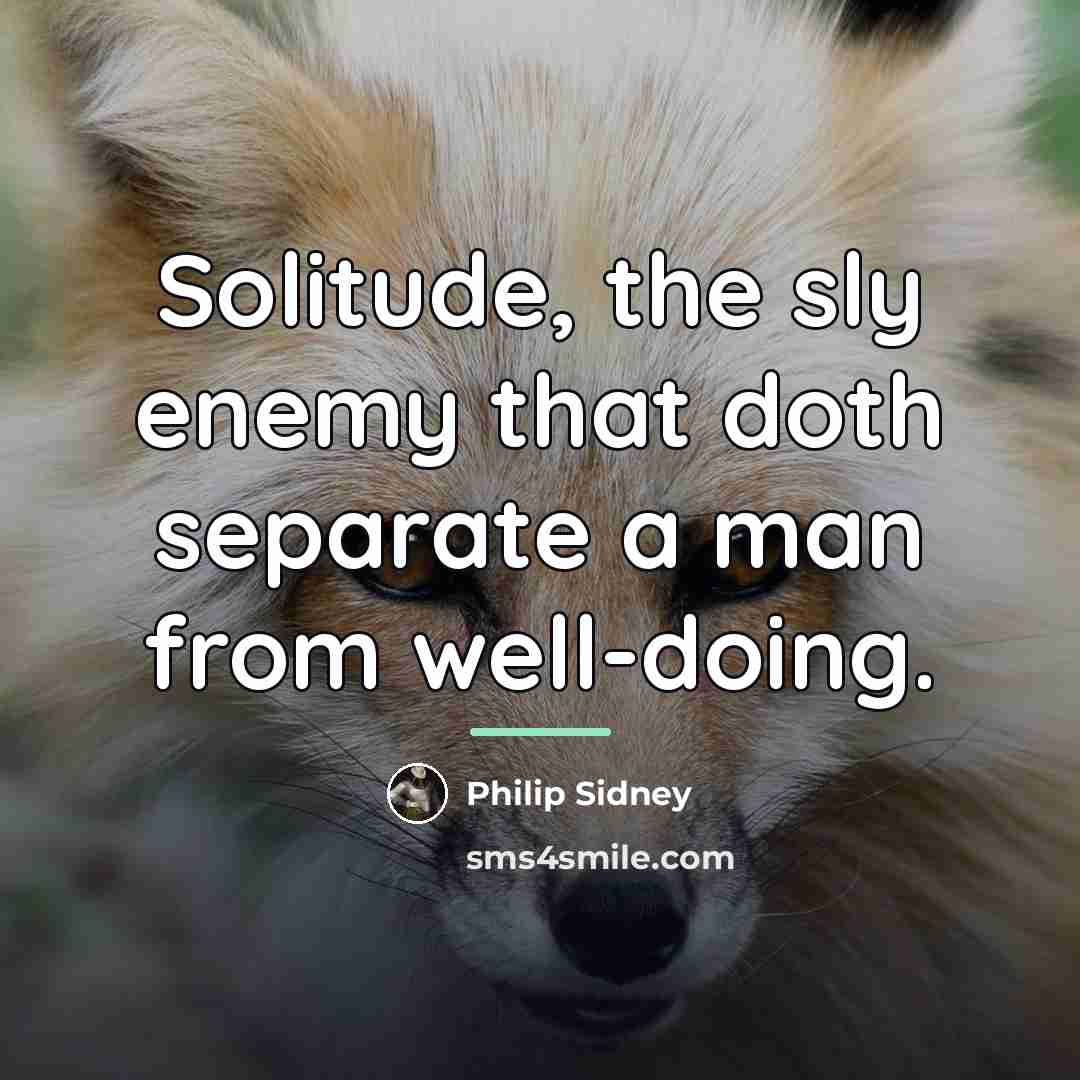 “Solitude, the sly enemy that doth separate a man from…” quote by Philip Sidney