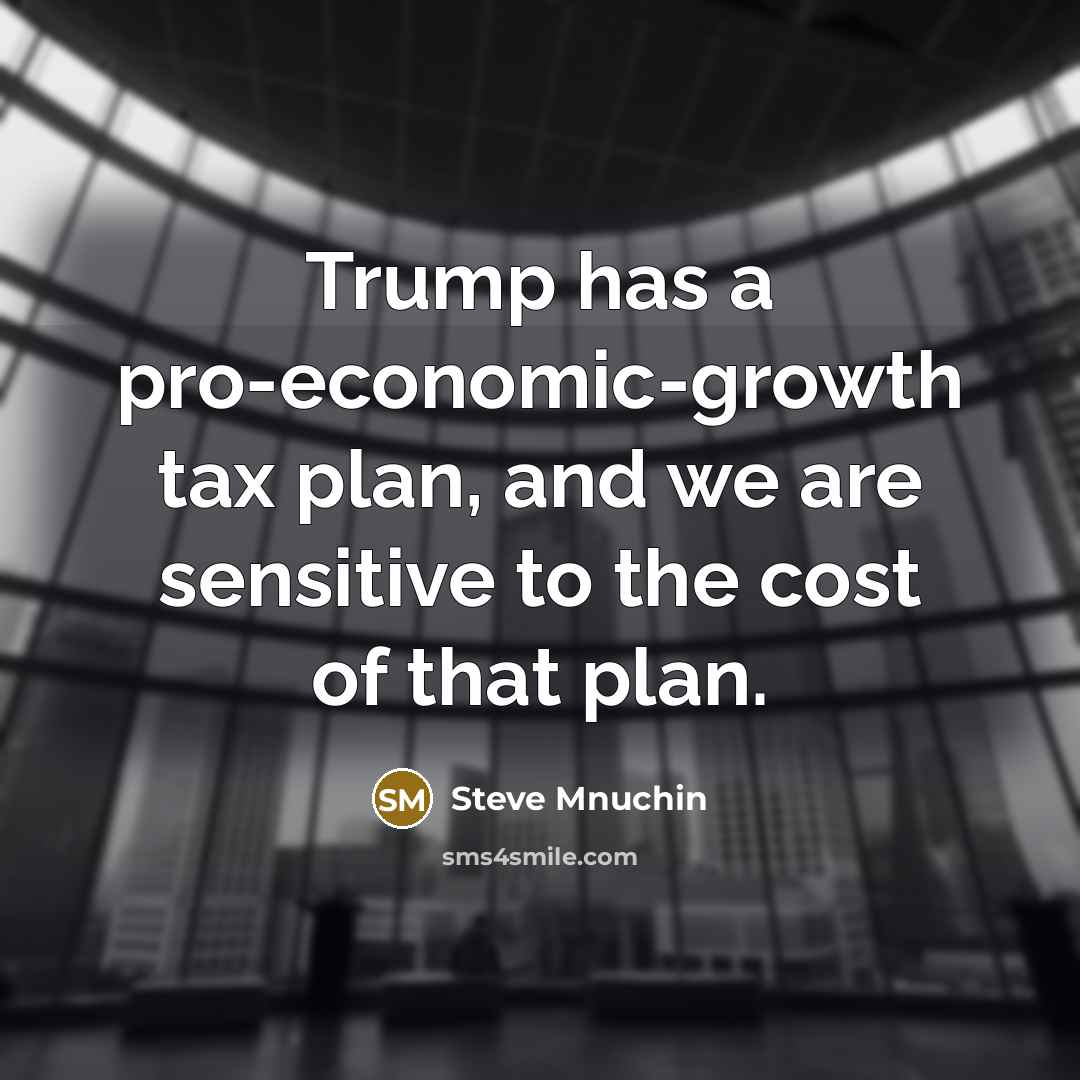 “Trump has a pro-economic-growth tax plan, and we are sensitive…” quote by Steve Mnuchin