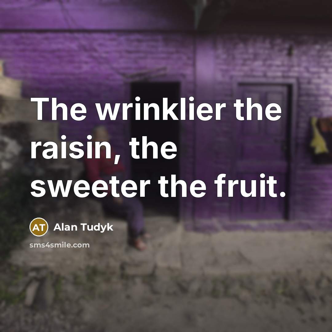 “The wrinklier the raisin, the sweeter the fruit.…” quote by Alan Tudyk