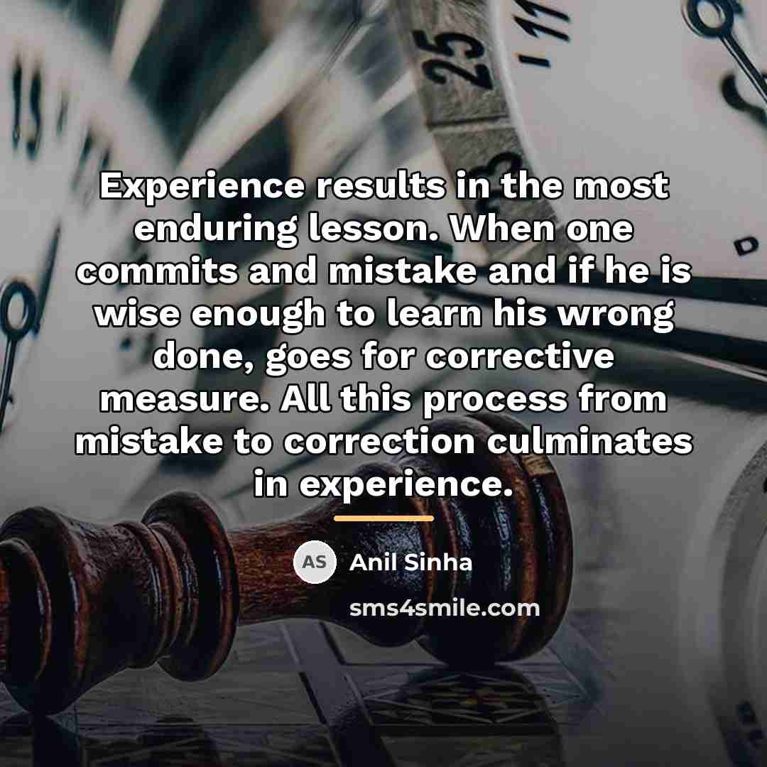 “Experience results in the most enduring lesson. When one commits…” quote by Anil Sinha