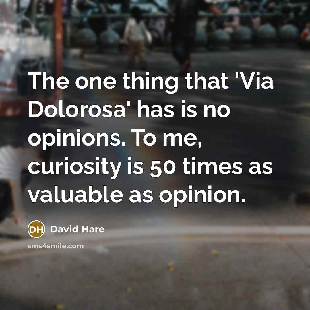 “The one thing that 'Via Dolorosa' has is no opinions.…” quote by David Hare