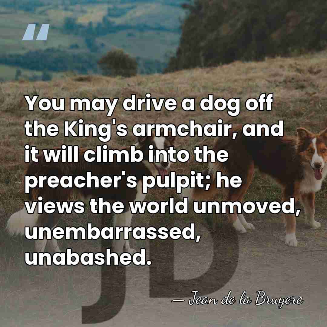 You may drive a dog off the King's armchair, and it will&hellip; - Jean de la Bruyere
