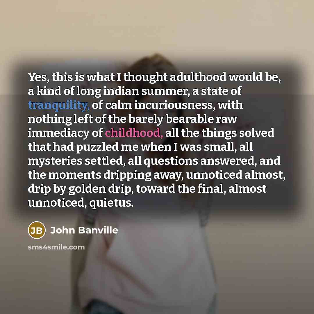 “Yes, this is what I thought adulthood would be, a…” quote by John Banville