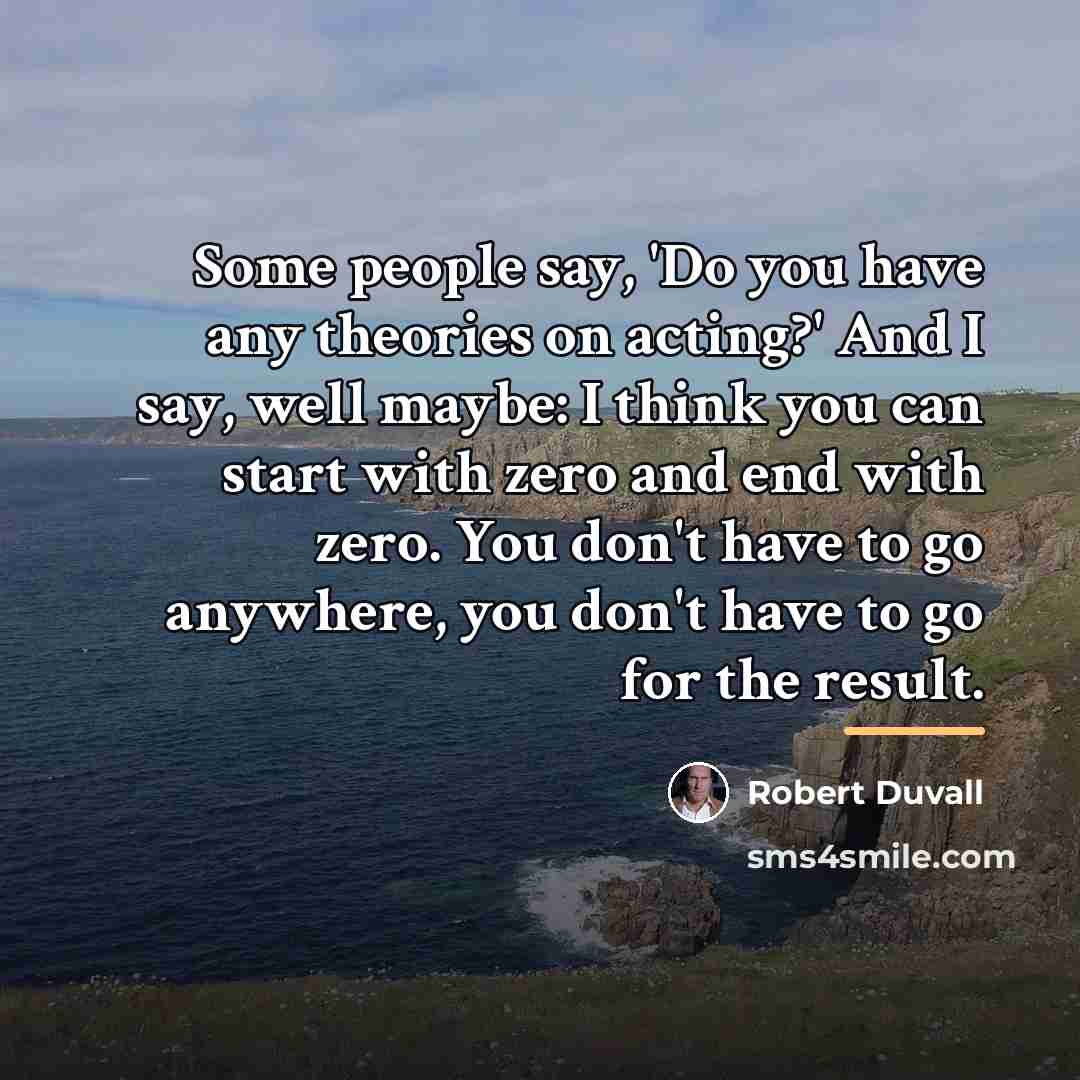 “Some people say, 'Do you have any theories on acting?'…” quote by Robert Duvall