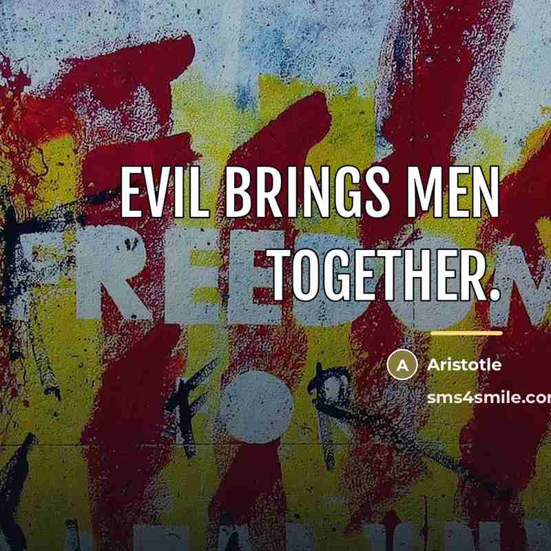 “Evil brings men together.…” quote by Aristotle