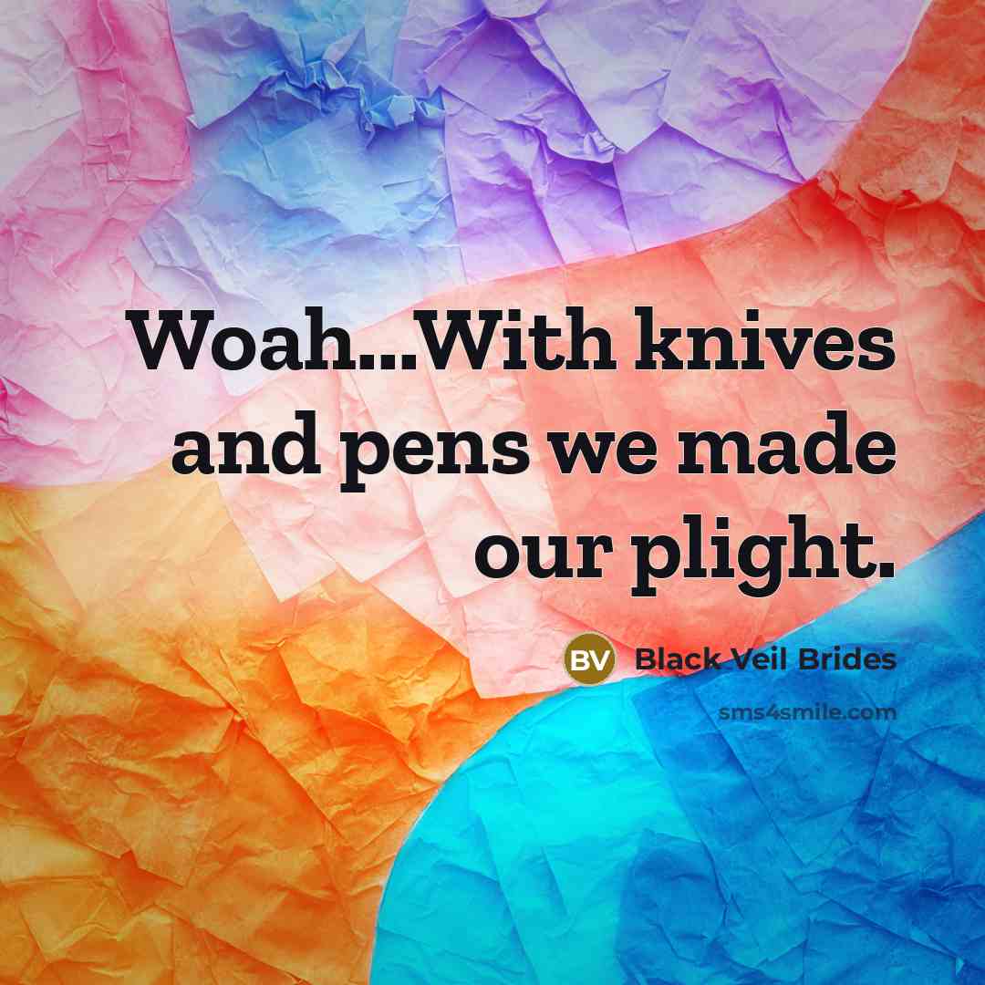 “Woah...With knives and pens we made our plight.” quote by Black Veil Brides
