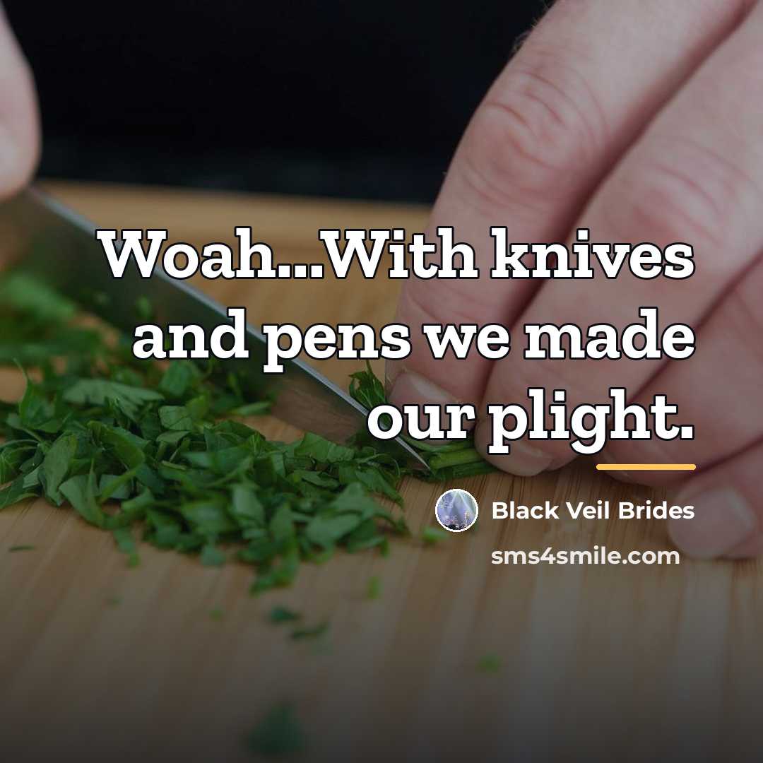 “Woah...With knives and pens we made our plight.…” quote by Black Veil Brides