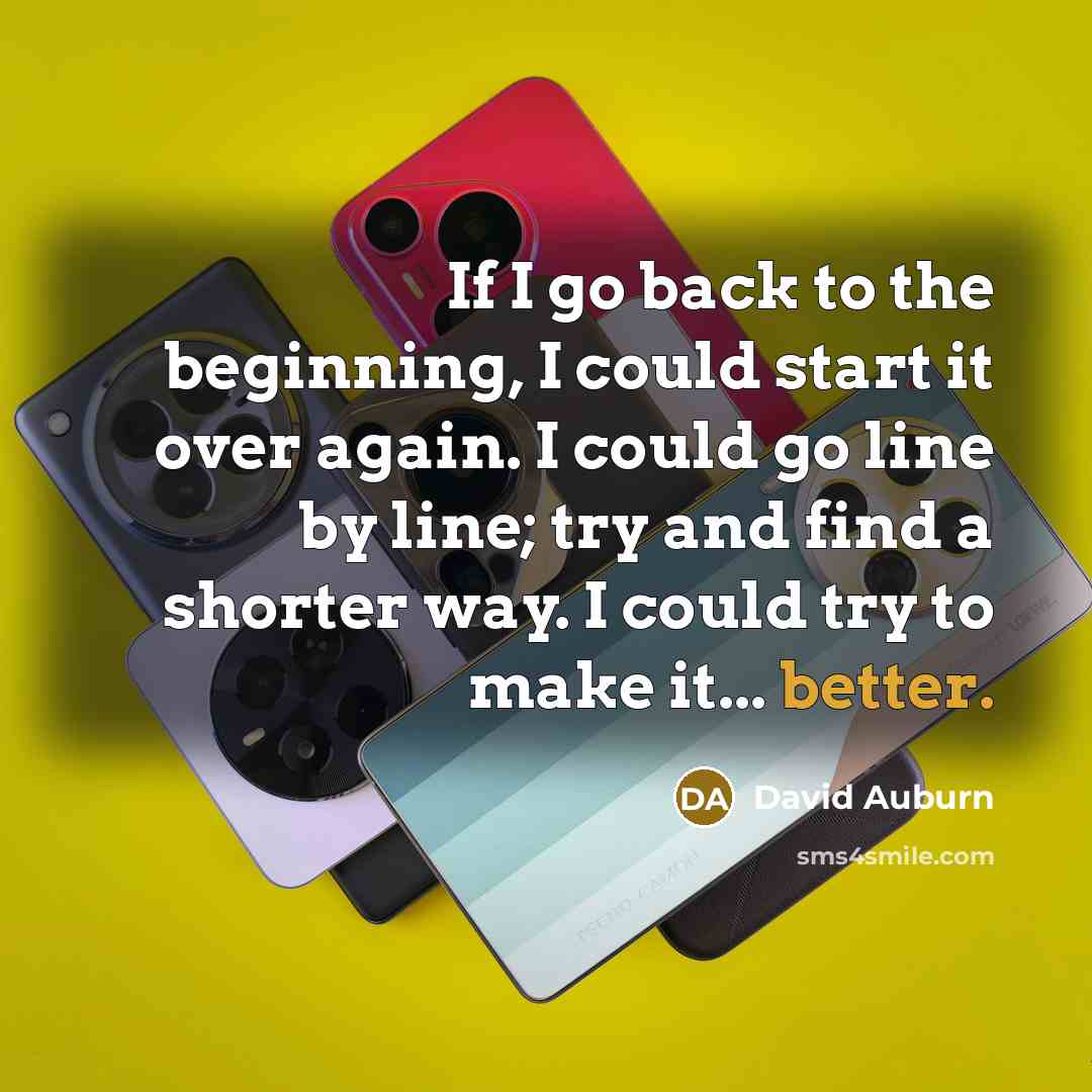 “If I go back to the beginning, I could start it over again. I could go line by line; try and find a shorter way. I could try to make it... better.” quote by David Auburn