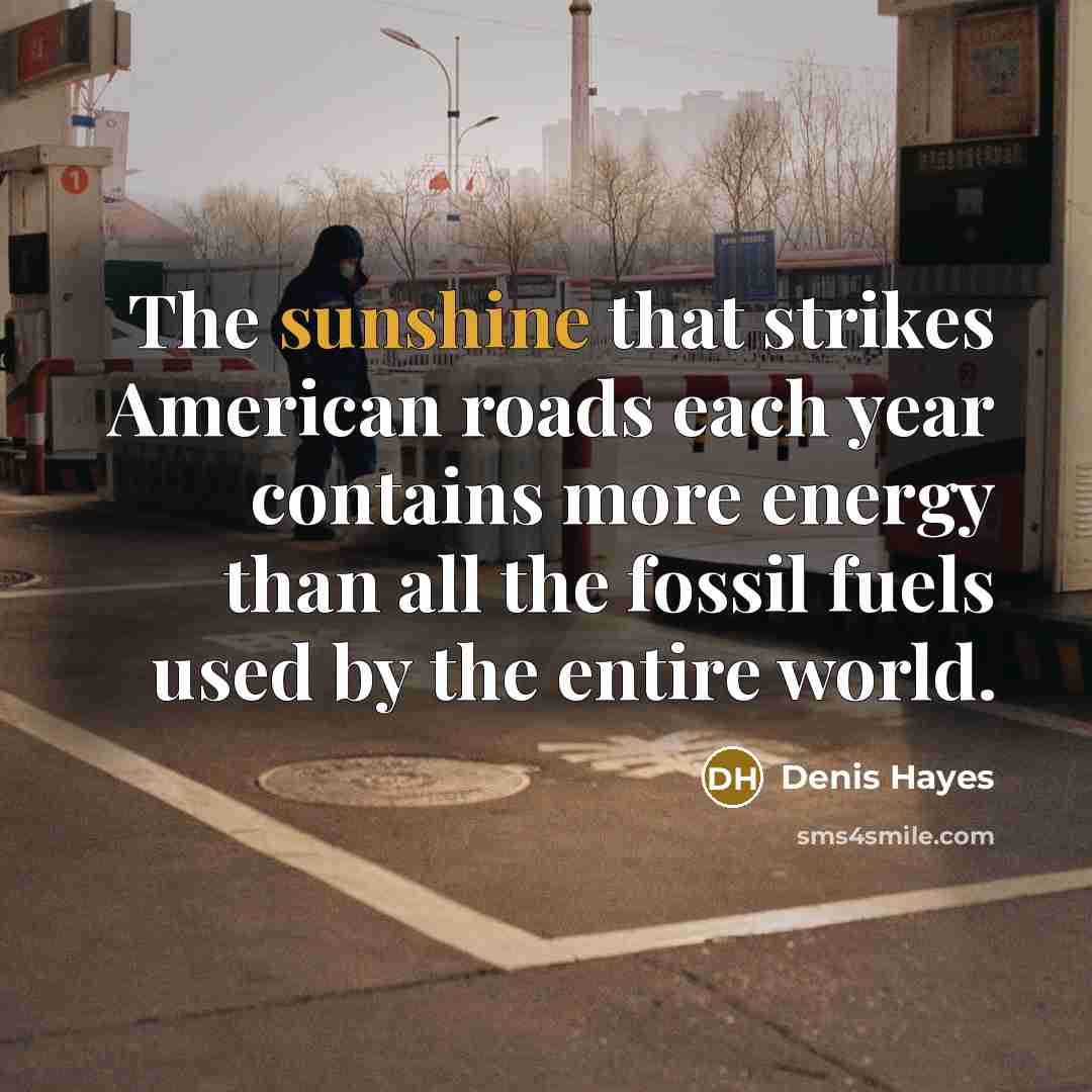 “The sunshine that strikes American roads each year contains more…” quote by Denis Hayes