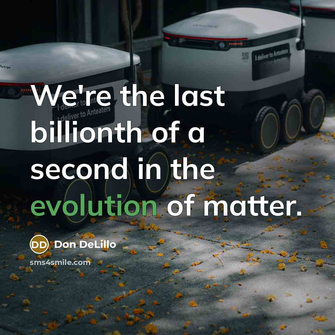 “We're the last billionth of a second in the evolution…” quote by Don DeLillo