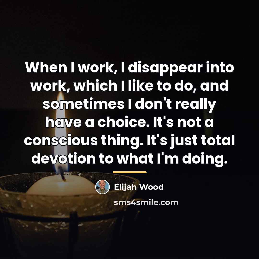 “When I work, I disappear into work, which I like…” quote by Elijah Wood