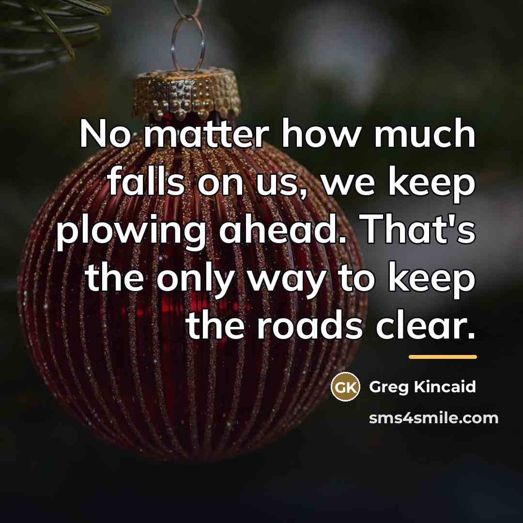 “No matter how much falls on us, we keep plowing…” quote by Greg Kincaid