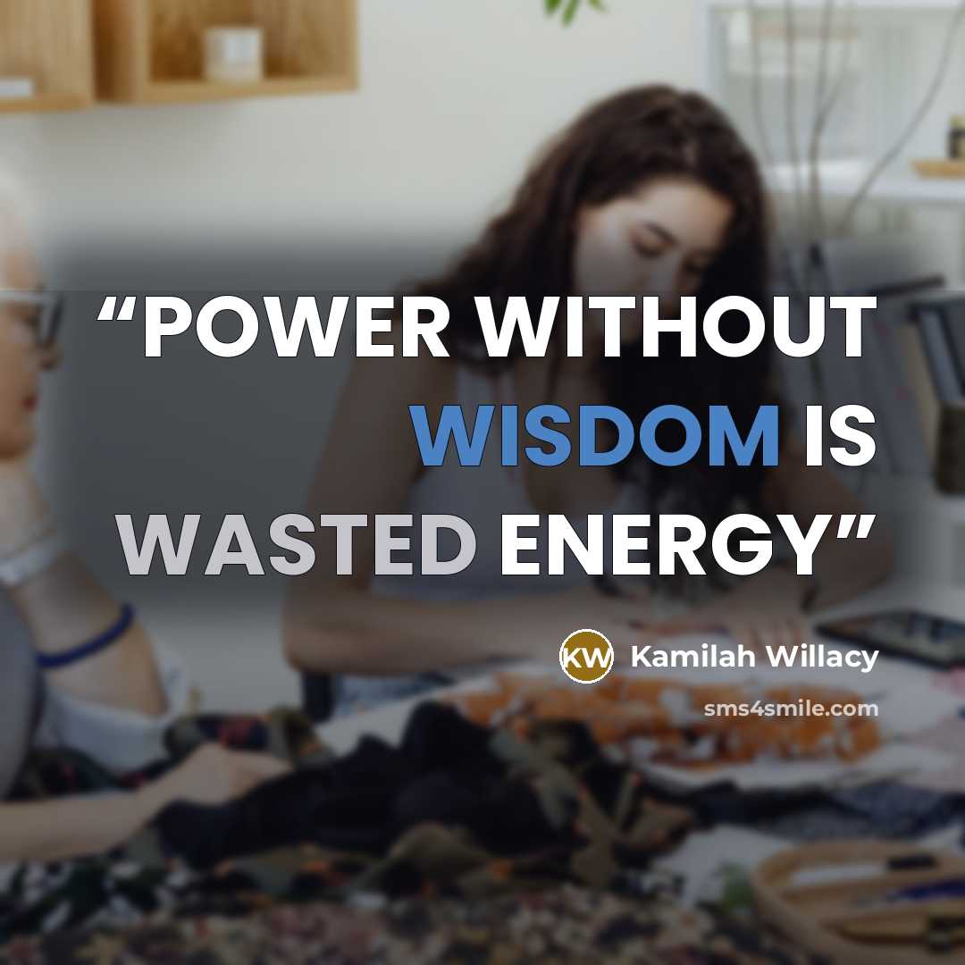“POWER WITHOUT WISDOM IS WASTED ENERGY” quote by Kamilah Willacy