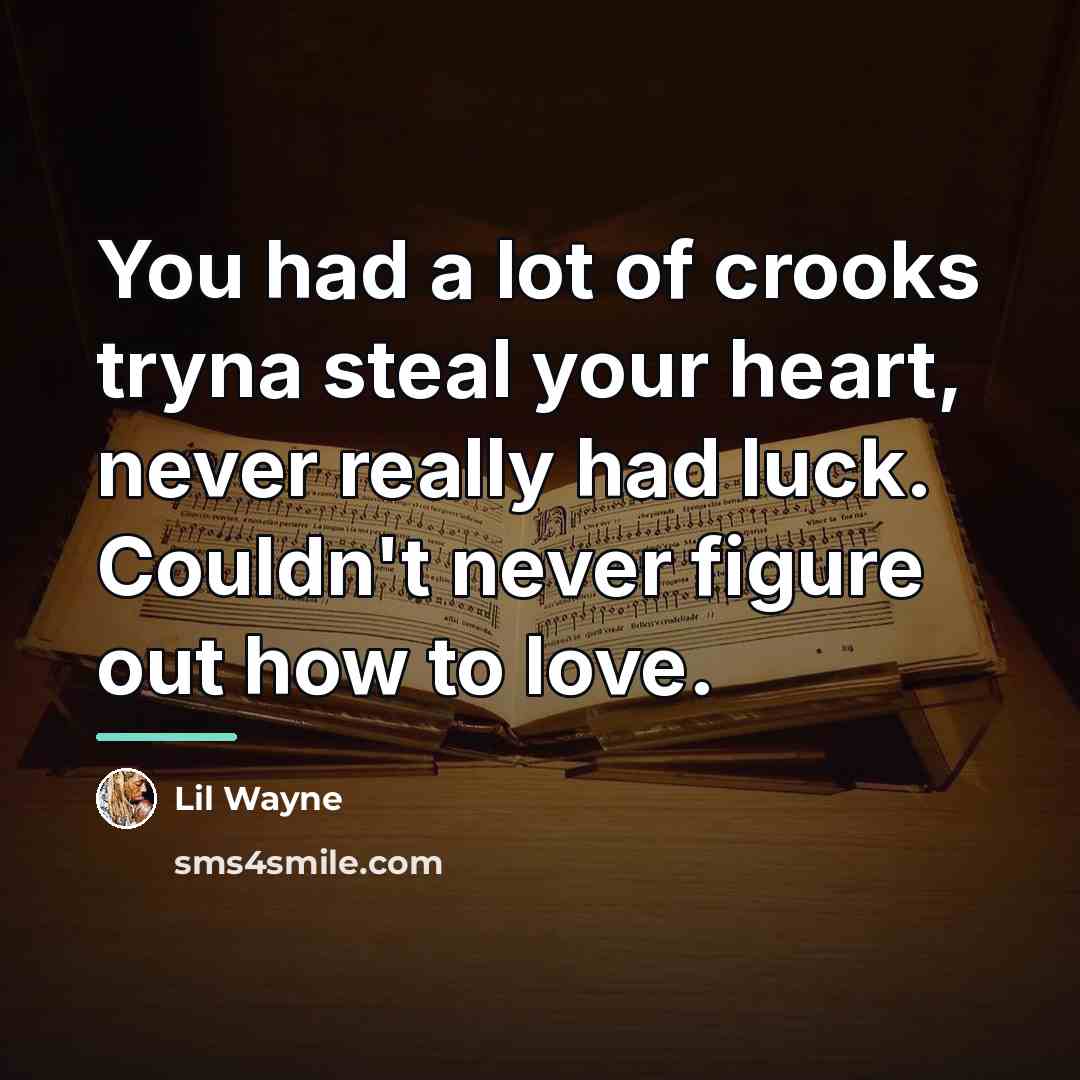 “You had a lot of crooks tryna steal your heart,…” quote by Lil Wayne