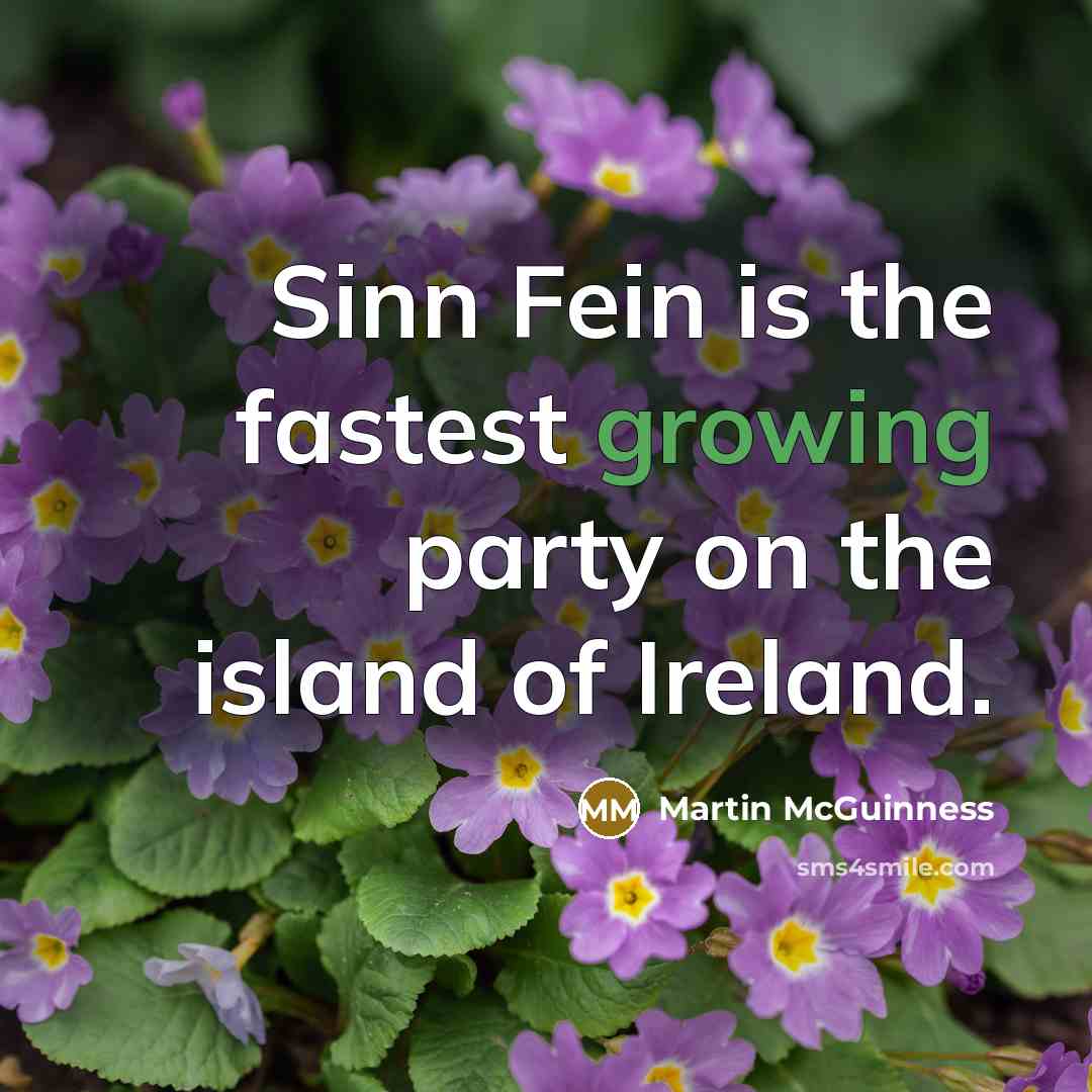 “Sinn Fein is the fastest growing party on the island…” quote by Martin McGuinness