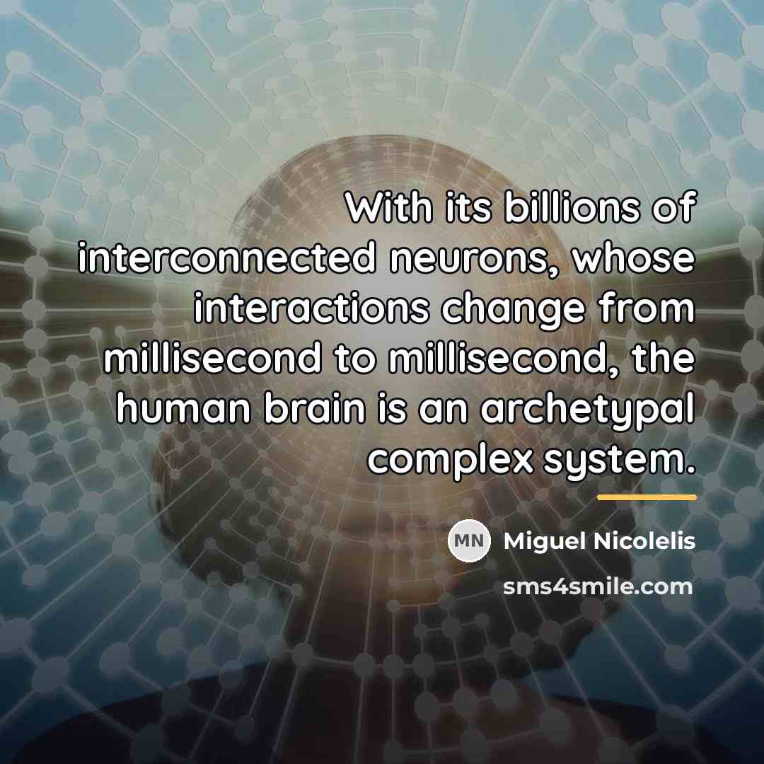“With its billions of interconnected neurons, whose interactions change from…” quote by Miguel Nicolelis