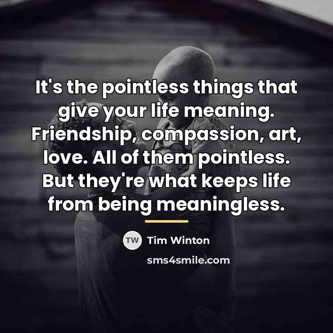 “It's the pointless things that give your life meaning. Friendship,…” quote by Tim Winton