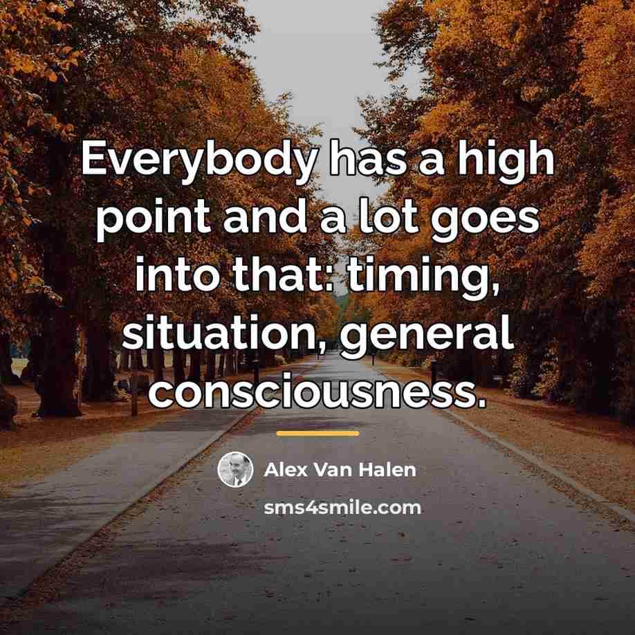 “Everybody has a high point and a lot goes into…” quote by Alex Van Halen