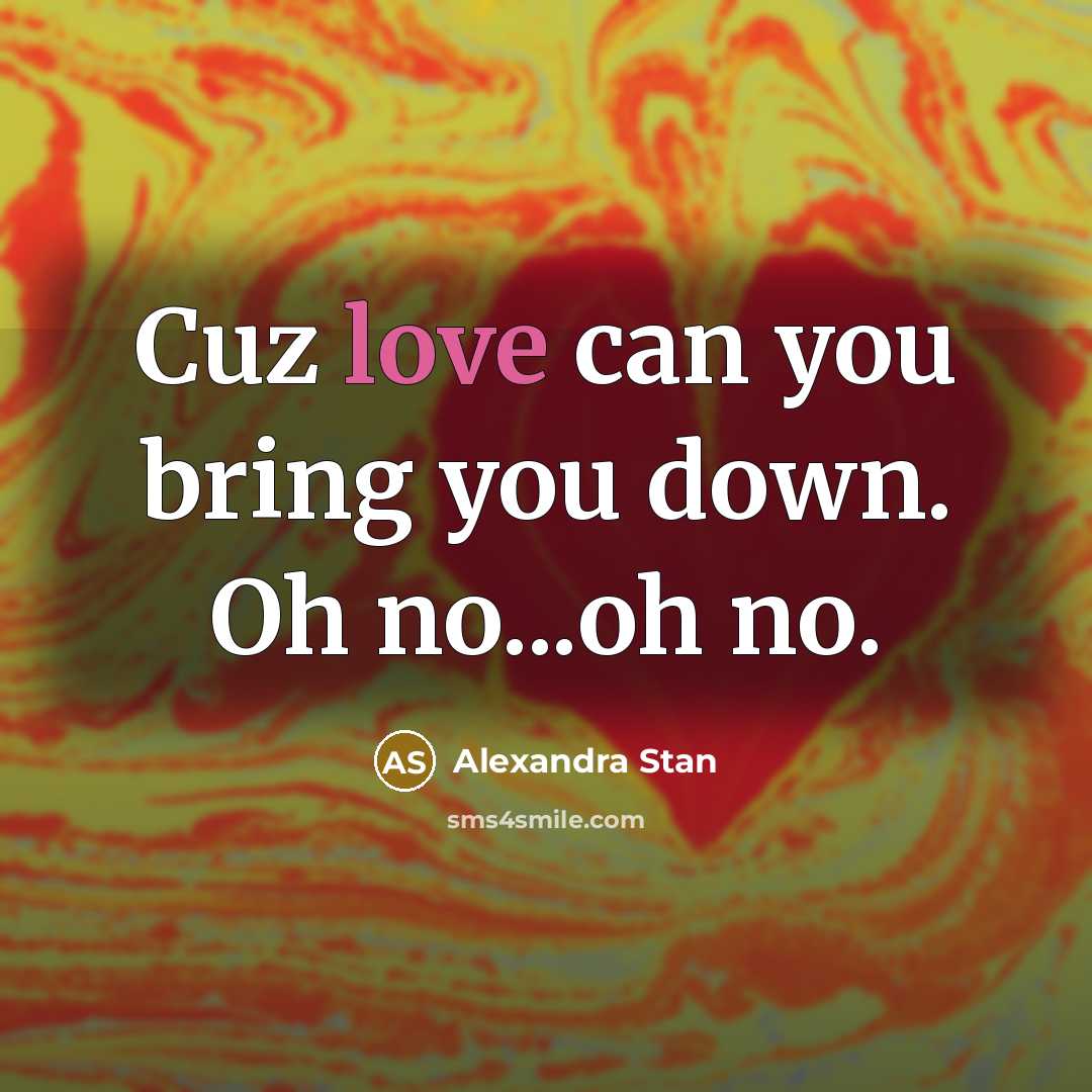 “Cuz love can you bring you down. Oh no...oh no.…” quote by Alexandra Stan