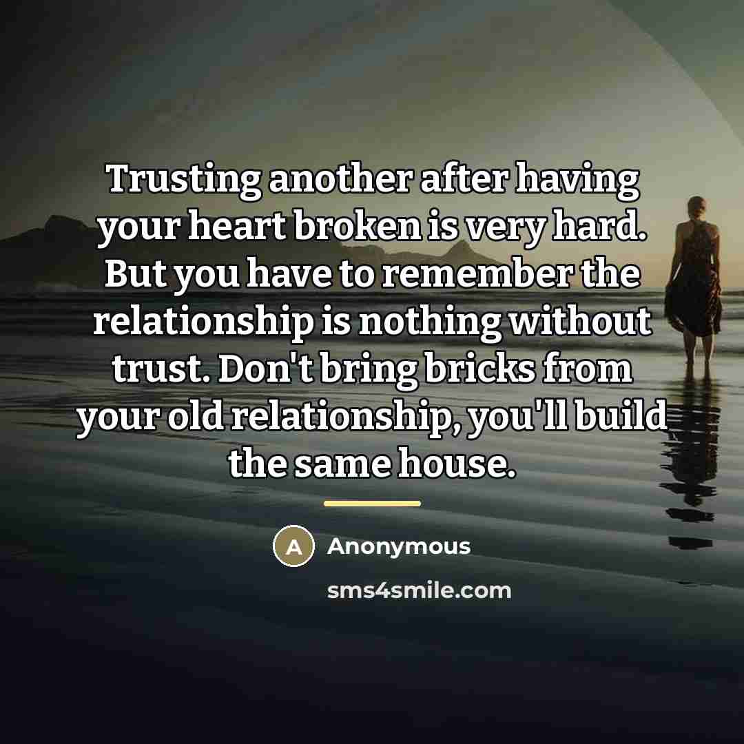 “Trusting another after having your heart broken is very hard.…” quote by Anonymous