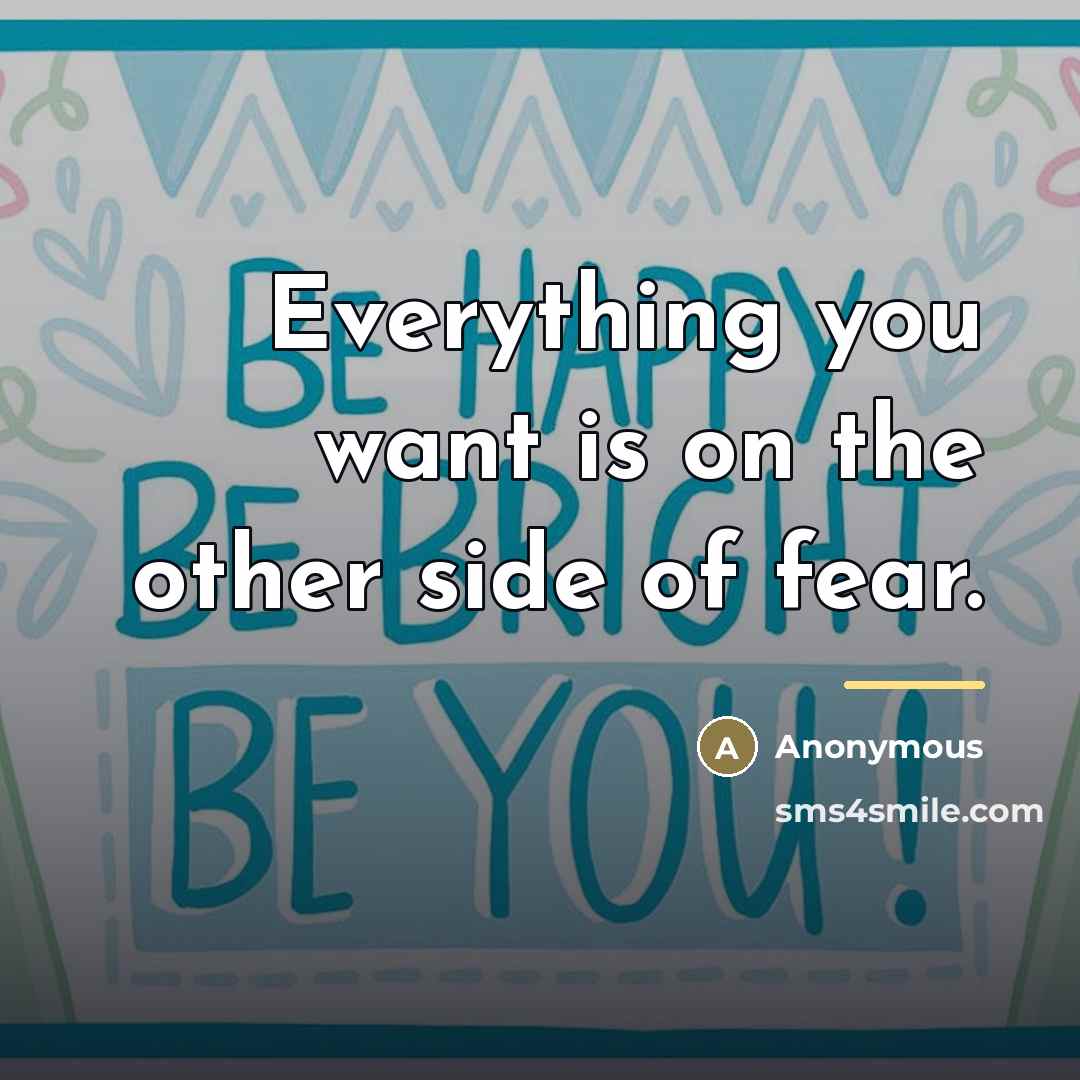 “Everything you want is on the other side of fear.…” quote by Anonymous
