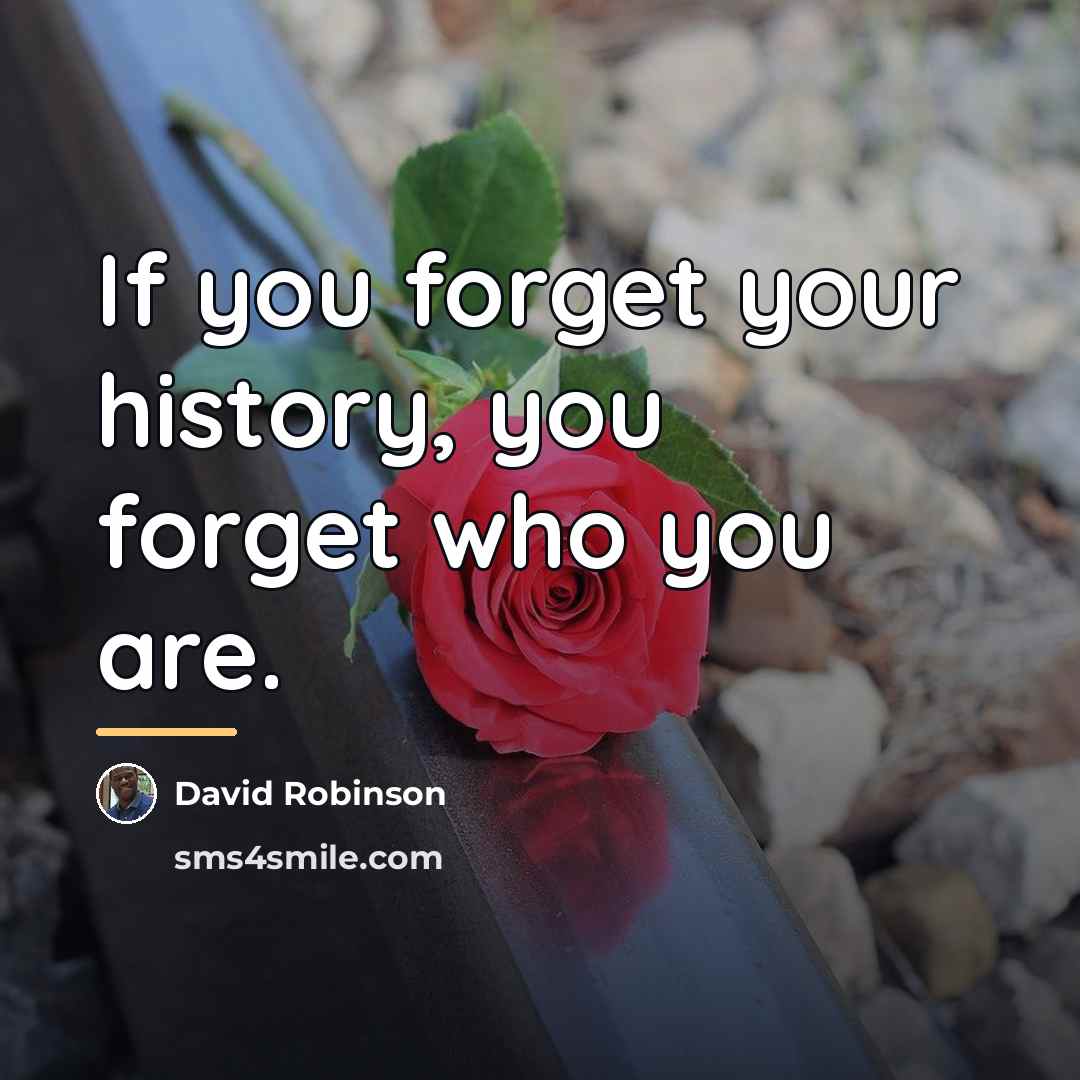 “If you forget your history, you forget who you are.…” quote by David Robinson