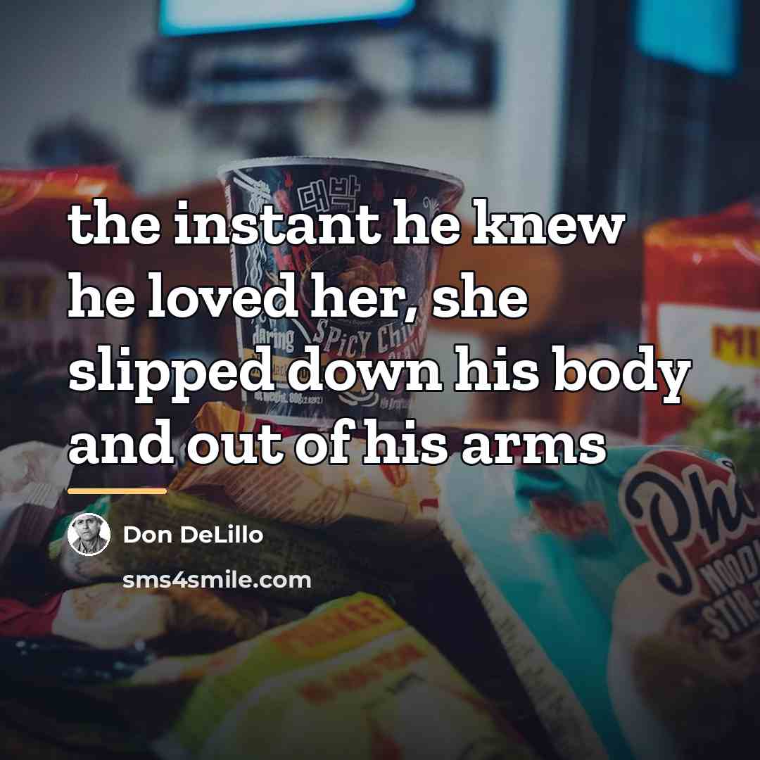 “the instant he knew he loved her, she slipped down…” quote by Don DeLillo